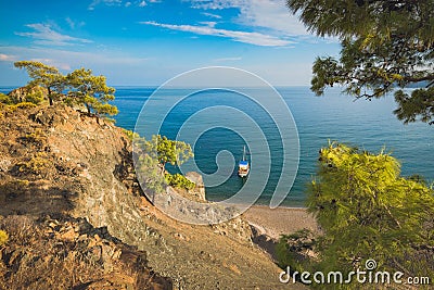 View from the rock to Cirali beach Stock Photo