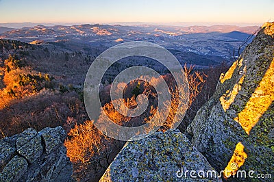 View from rocks of Sitno mountain north Stock Photo