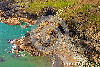 A view of rocks at Tintagel in Cornwall, UK Stock Photo