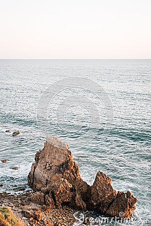 View of rocky coast in Corona del Mar, Newport Beach, California Stock Photo