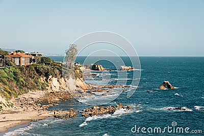 View of rocky coast in Corona del Mar, Newport Beach, California Stock Photo