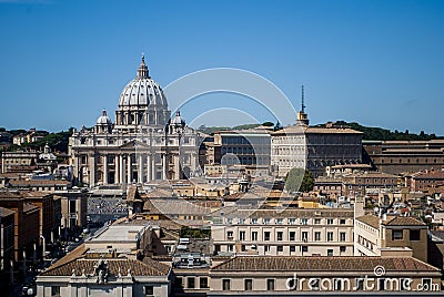 View of Rome and of Saint Peter Basilica, Italy Stock Photo