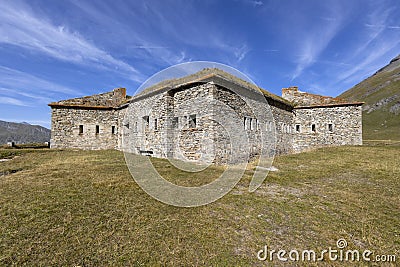 View of Ronce Fort on the Mont-Cenis lake between the Italian Val di Susa and the French Maurienne valley, France Stock Photo