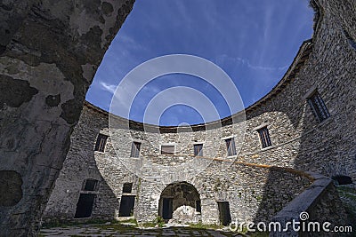 View of Ronce Fort on the Mont-Cenis lake between the Italian Val di Susa and the French Maurienne valley, France Stock Photo