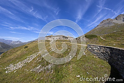 View of Ronce Fort on the Mont-Cenis lake between the Italian Val di Susa and the French Maurienne valley, France Stock Photo