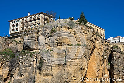 View of Ronda village on Tajo Gorge Tajo de Ronda Editorial Stock Photo