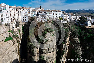 View of Ronda village on Tajo Gorge Tajo de Ronda Editorial Stock Photo