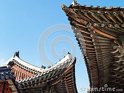 View of roofs in Changgyeong Palace in Seoul Editorial Stock Photo