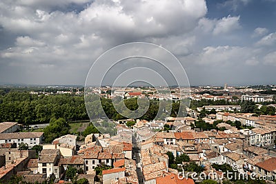 A view of rooftops over a French city Stock Photo