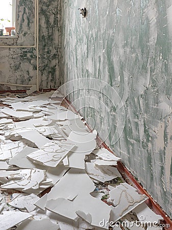 View of room of the apartment during under renovation. Stock Photo