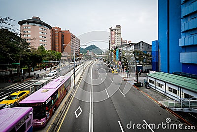 View of Roosevelt Road, at Gongguan, in the Da'an District, Taip Editorial Stock Photo