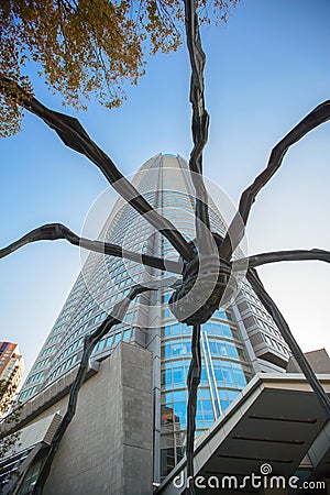 View of Roppongi Hills Mori Tower entrance. Mori is a 54-story mixed-use skyscraper completed in 2003. Editorial Stock Photo