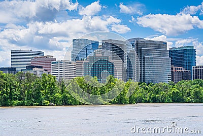 View of the Rosslyn skyline in Arlington from Georgetown, Washington, DC Editorial Stock Photo