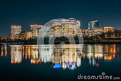 View of the Rosslyn skyline at night in Arlington, Virginia from Georgetown, Washington, DC Editorial Stock Photo