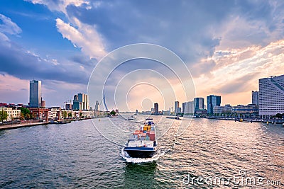 Rotterdam cityscape view over Nieuwe Maas river, Netherlands Stock Photo