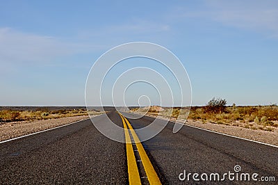 View of Route 20 in La Pampa, Argentina Stock Photo
