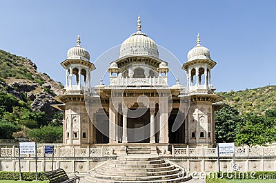 Royal Gaitor Tumbas monument, Gaitor Ki Chhatriyan in Jaipur, India Editorial Stock Photo