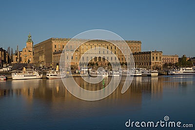 View of Royal Stockholm Palace, Sweden with the Great Church Editorial Stock Photo