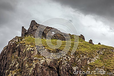 View of the ruined Duntulm Castle Stock Photo