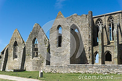 View of the ruins of the Abbey of Saint Mathieu in Brittany Editorial Stock Photo