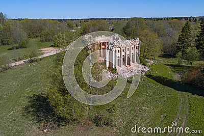 View of the ruins of the ancient Trinity Church. Leningrad region Stock Photo