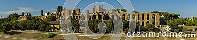 View of the ruins of the palace of Domitian on the Palatine Hill Palatino Stock Photo