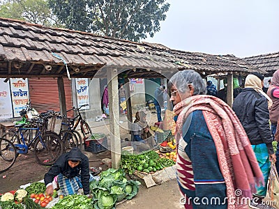 View of a rural market in Jangipur, West Bengal Editorial Stock Photo