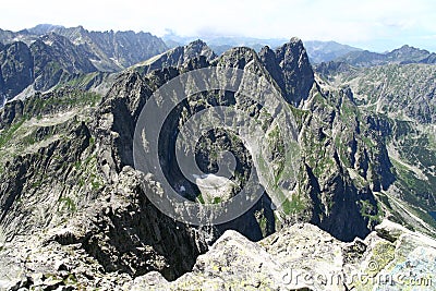 View from Rysy peak in Tatry mountains Stock Photo