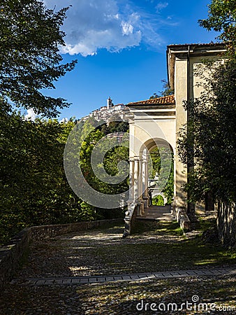 View of the Sacro Monte pilgrimage trail Stock Photo