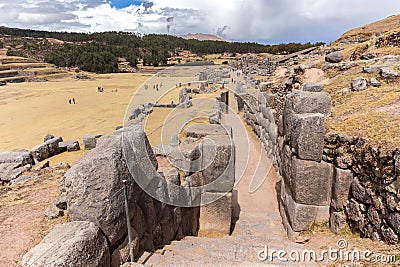 View of Sacsayhuaman fortress, Inca ruins in Cusco, Peru Editorial Stock Photo