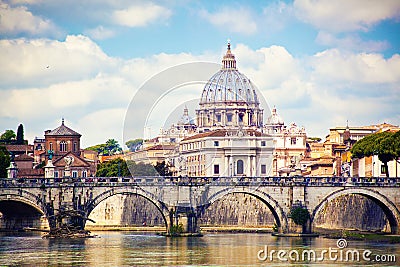 View of Saint Peter cathedral in Rome Stock Photo