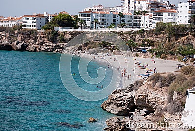 View of the Salon beach in Nerja Stock Photo
