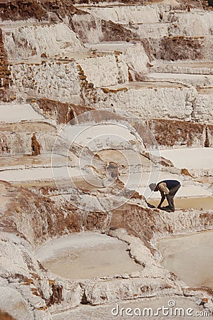 View of salt mines or ponds in Maras, Peru. They are known as Salineras in Spanish. High quality photo Editorial Stock Photo