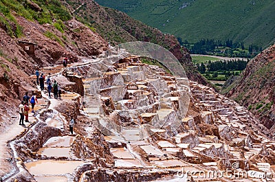 View of Salt ponds, Maras, Cuzco, Peru Editorial Stock Photo