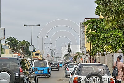 View of samba road in the city center with people, vehicles and buildings Editorial Stock Photo