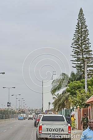 View of samba road in the city center with people, vehicles and buildings Editorial Stock Photo