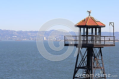 View of San Francisco from Alcatraz Guard Tower Stock Photo