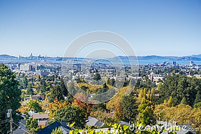 View of the San Francisco bay from a residential area in Oakland Stock Photo