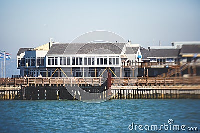 View of San Francisco historic Fisherman`s wharf, California, USA, summer sunny day Editorial Stock Photo