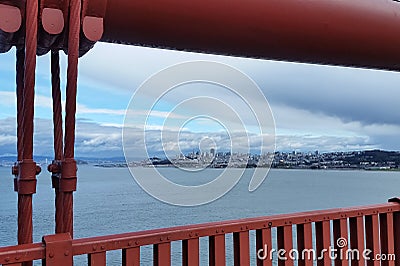 View of San Fransisco from the Golden Gate Bridge Stock Photo