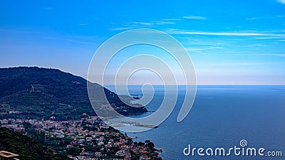 view of San Marco di Castellabate, Cilento, Italy. Panoramic from above Stock Photo