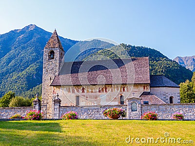 San Vigilio Church in Pinzolo, Dolomites, Italy Stock Photo