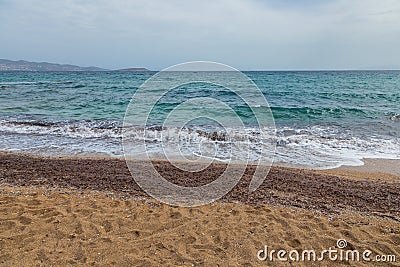 View of the Soros Beach, Antiparos Island, Greece Stock Photo