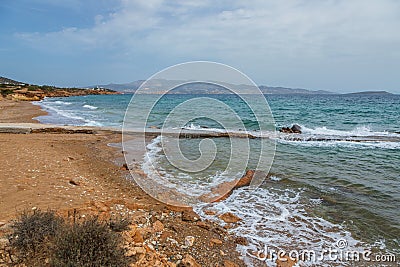 View of the Soros Beach, Antiparos Island, Greece Stock Photo