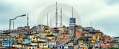 View of Santa Ana hill and the Las Penas neighborhood in Guayaquil Editorial Stock Photo