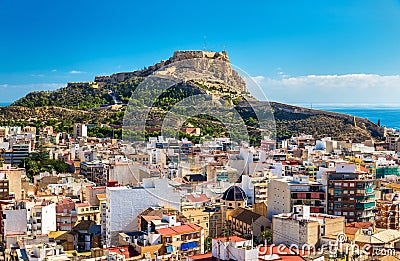 View of Santa Barbara Castle on Mount Benacantil above Alicante, Spain Stock Photo