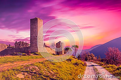 View of Santa Giuliana castle, Italy Stock Photo