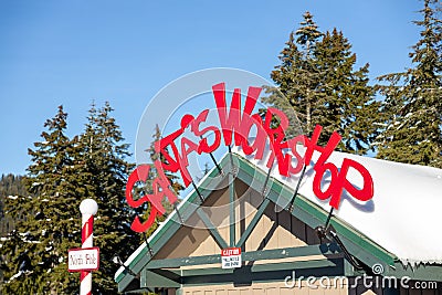 A view of Santas Workshop building at the Peak of Vancouver(Grouse Mountain Ski Resort Editorial Stock Photo