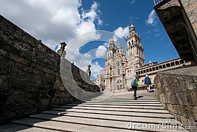 View of the Santiago de Compostela cathedral . low angle view Editorial Stock Photo