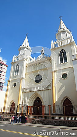 View of Santo Domingo Church. It is Cultural Patrimony of the city of Ambato Editorial Stock Photo